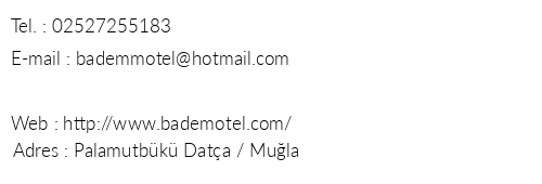 Badem Motel telefon numaralar, faks, e-mail, posta adresi ve iletiim bilgileri